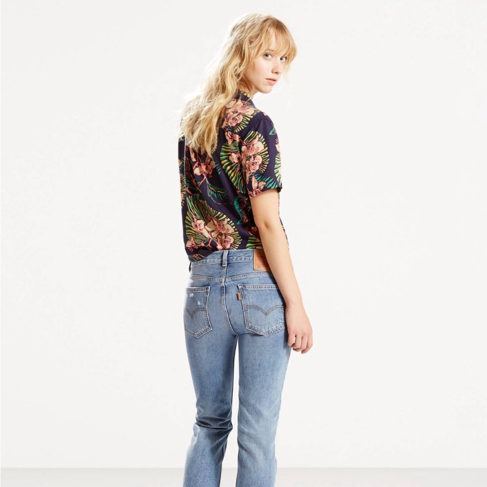 Levi’s 505c Women Orange Tag Straight Leg Cropped Denim